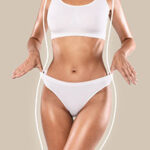 Weight loss concept of a woman wearing white undergarments
