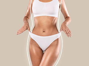 Weight loss concept of a woman wearing white undergarments